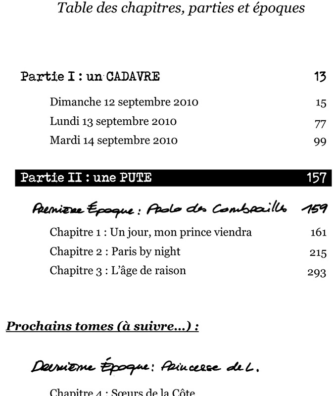 Table des chapitres